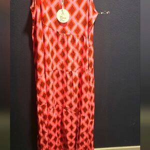 Red Geometric Maxi Dress